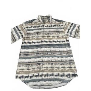 Roundtree & Yorke Deer Print  Western Style Button Down Men's Medium Shirt